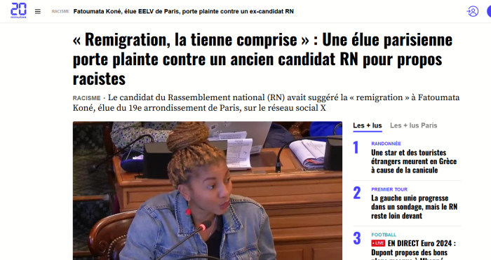 Une élue parisienne porte plainte contre un ancien candidat RN pour propos racistes