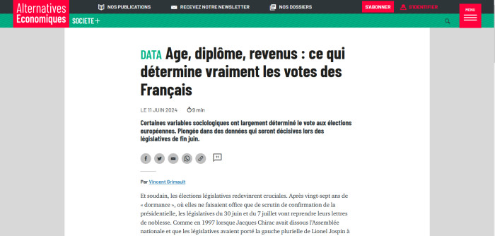 ALTERNATIVES ECONOMIQUES : Age, diplôme, revenus : ce qui détermine vraiment les votes des Français