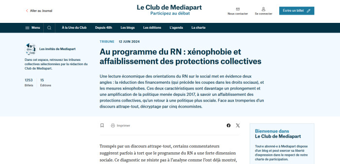 LE CLUB DE MEDIAPART : Le projet social du RN