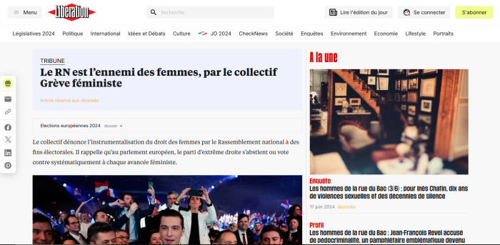 LIBÉRATION : Le RN est l’ennemi des femmes, par le collectif Grève féministe